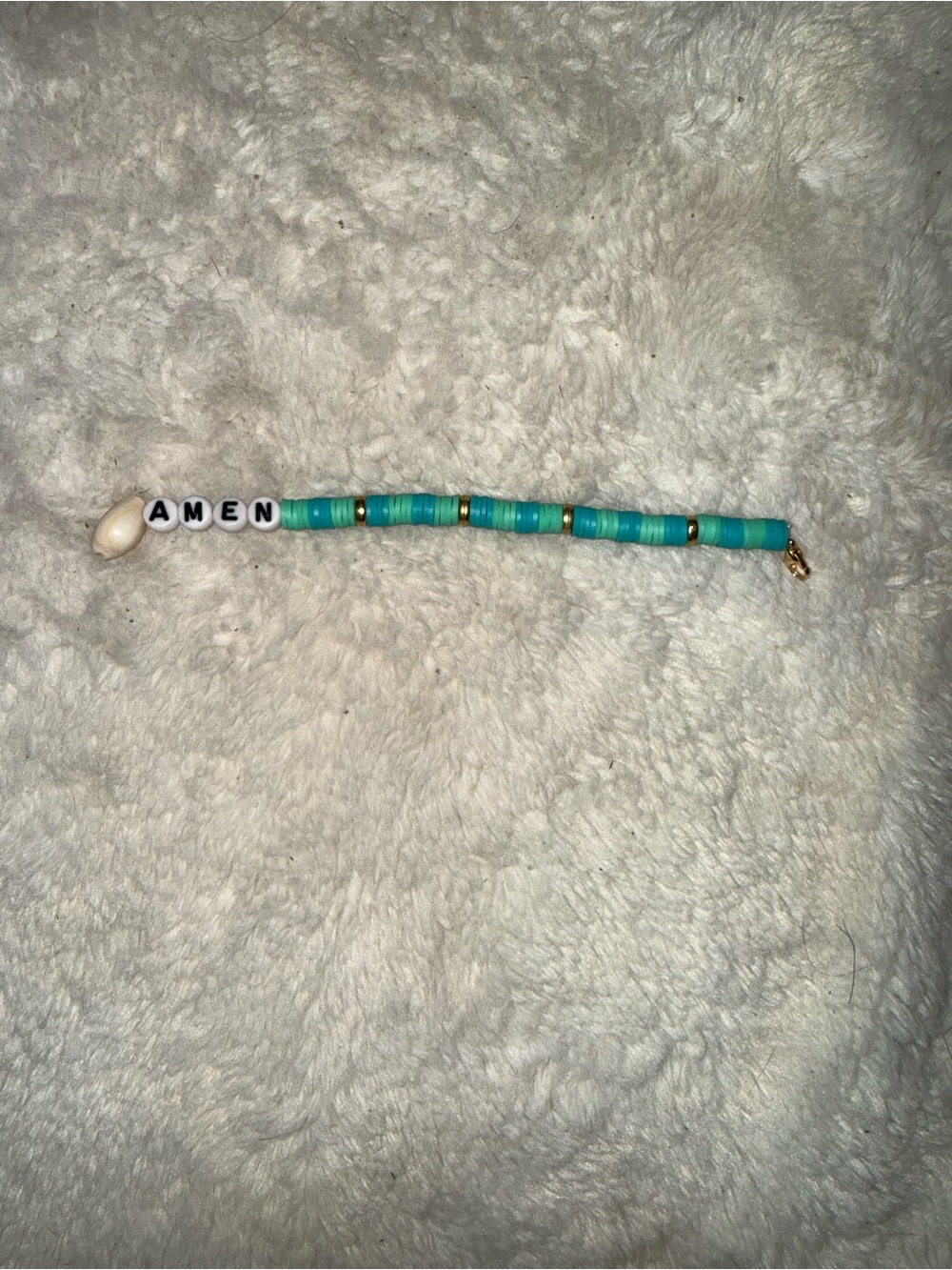 Turquoise 'AMEN' Beaded Bracelet with Gold Accents